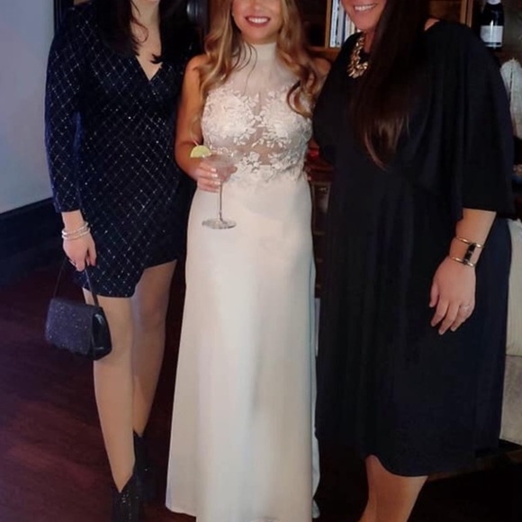 🆕TADASHI SHOJI Embroidered Trumpet Halter Wedding - Picture 9 of 9